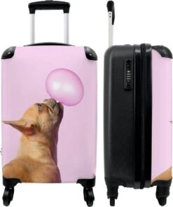 NoBoringSuitcases.com® Kinderkoffer - Hond - Dieren - Kauwgom - Roze - Kinderen - Trolley Kinderen - Past Binnen 55x40x20 Cm En 55x35x25 Cm - Reiskoffer Met Wielen - Koffertje -Bagageopslag 1000x1200 6