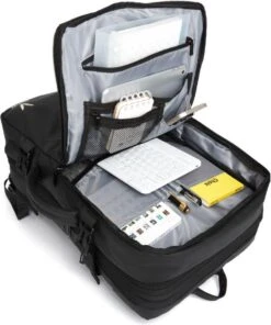 HEANVER Travel Elite - Reistas Handbagage - Weekendtas - 17inch Laptop Rugzak - Backpack Waterafstotend - 30L / 60 Liter Tas - Zwart / Antraciet -Bagageopslag 1002x1200