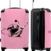 NoBoringSuitcases.com® Koffer Groot - Slak - Roze - Meisjes - Racen - Trolley Koffer Met TSA-slot - Met Wielen - 90 Liter - Reiskoffer - 66 Cm