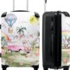 NoBoringSuitcases.com® Koffer Groot - Eenhoorn - Luchtballon - Meisjes - Regenboog - Trolley Koffer Met TSA-slot - Met Wielen - 90 Liter - Reiskoffer - 66 Cm