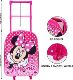 Disney MINNIE MOUSE Polka Dots Trolley Koffertje Vakantie Logeren Tripjes Roze -Bagageopslag 1090x1200
