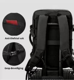 HEANVER Travel Elite - Reistas Handbagage - Weekendtas - 17inch Laptop Rugzak - Backpack Waterafstotend - 30L / 60 Liter Tas - Zwart / Antraciet -Bagageopslag 1114x1200 1