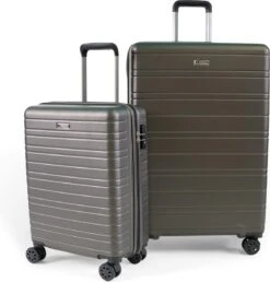 ©TROLLEYZ - Amsterdam No.9 - Kofferset 2 Delig - 55cm+78cm Met TSA Slot - Dubbele Wielen - 360° Spinners - 100% ABS - Reiskoffers In Cloudy Grey -Bagageopslag 1150x1200 1