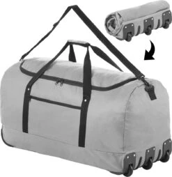 TravelZ Opvouwbare Wieltas | Reistas Op Wielen | 100 Liter | Verbeterd 2022 Model | Grijs