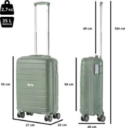 TravelZ Big Bars Handbagagekoffer 55cm Met TSA-slot - Ultrasterk - Olijf -Bagageopslag 1175x1200