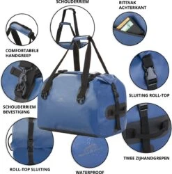 Dutch Mountains Reistas 40ltr – Waterdichte Duffelbag – Sporttas – Travelbag - Roll-top Sluiting – Blauw -Bagageopslag 1186x1200 4