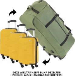 TravelZ Opvouwbare Wieltas | Reistas Op Wielen | 100 Liter | Verbeterd 2022 Model | Groen -Bagageopslag 1192x1200 6