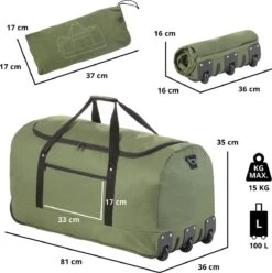 TravelZ Opvouwbare Wieltas | Reistas Op Wielen | 100 Liter | Verbeterd 2022 Model | Groen -Bagageopslag 1196x1200 5