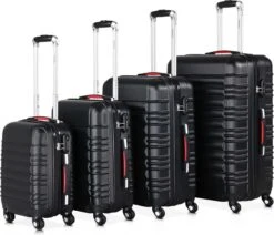 Monzana Kofferset - 4 Stuks S M L XL Met Wielen Cijferslot - Zwart -Bagageopslag 1200x1032 2