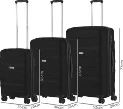 CarryOn Porter ® Kofferset - TSA Trolleyset 3-delig Met OKOBAN - Dubbele Wielen - Zwart -Bagageopslag 1200x1062