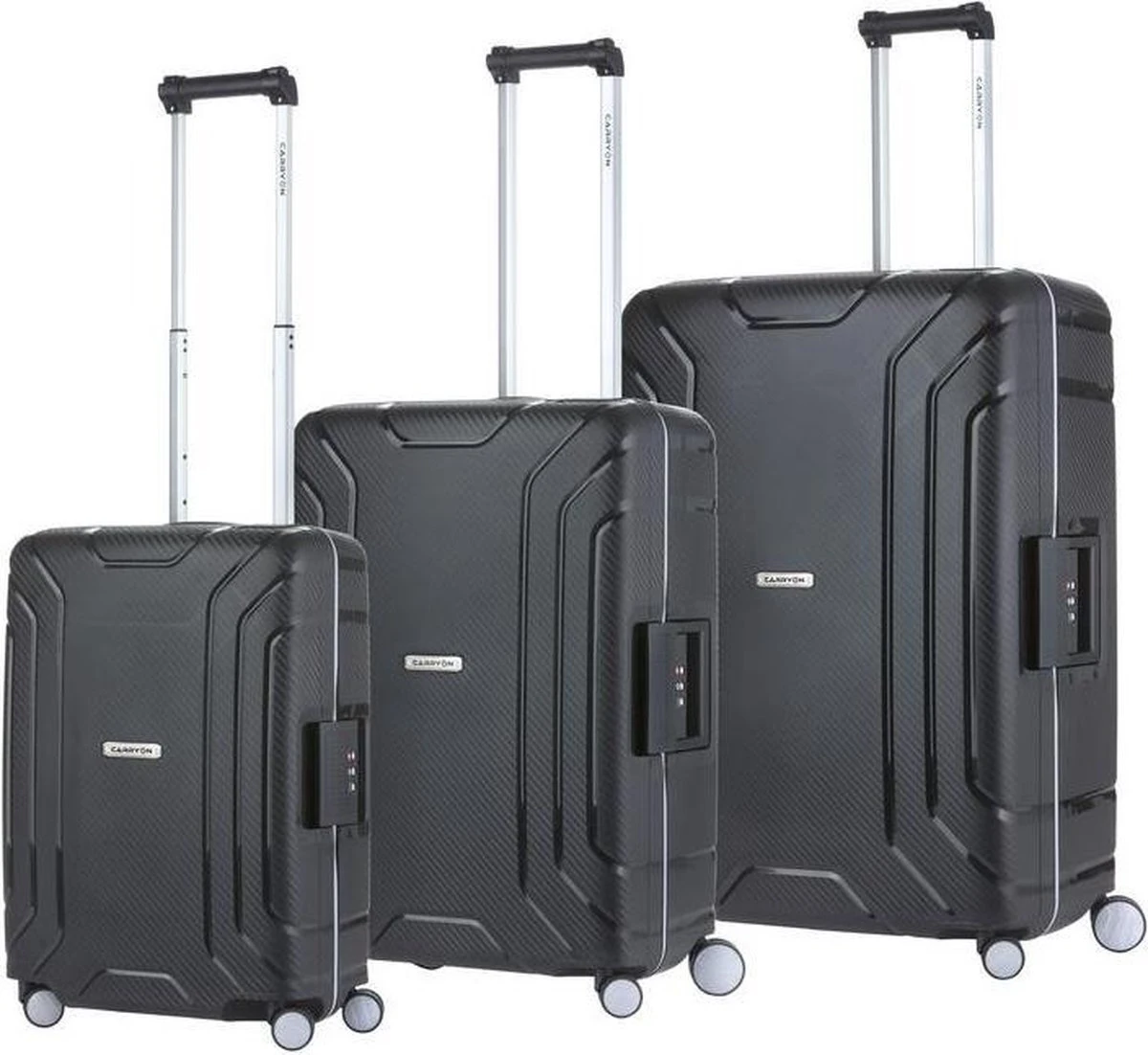 CarryOn Steward Kofferset - 3 Delige TSA Trolleyset - Koffers Met Vaste Kliksloten - Zwart 1 CarryOn Steward Kofferset - 3 Delige TSA Trolleyset - Koffers Met Vaste Kliksloten - Zwart