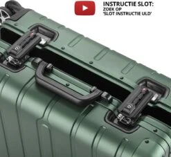 CarryOn ULD Handbagage - Luxe Aluminium Trolley 55cm - Dubbel TSA Slot - Dubbele Wielen - Groen -Bagageopslag 1200x1103