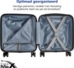 CabinMax Handbagage Koffer - Trolley 30L - Harde Reiskoffer - 45x36x20cm - Lichtgewicht - Groot Capaciteit - Wit -Bagageopslag 1200x1111