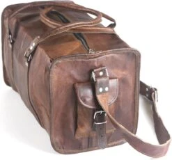 Duffeltas Weekendtas 50 X 24 X 24 Cm - Echte Leder - Cognac Bruin Leder – Reistas - Sporttas -Bagageopslag 1200x1115