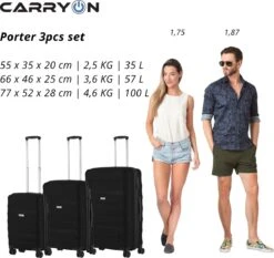 CarryOn Porter ® Kofferset - TSA Trolleyset 3-delig Met OKOBAN - Dubbele Wielen - Zwart -Bagageopslag 1200x1131 4