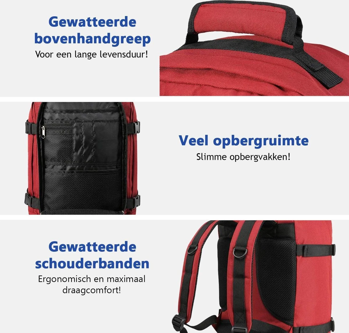 CabinMax Metz Reistas – Handbagage 20L – Rugzak – Schooltas - 40x25x20 Cm – Compact Backpack – Lichtgewicht – Oxide Rood 3 CabinMax Metz Reistas – Handbagage 20L – Rugzak – Schooltas - 40x25x20 Cm – Compact Backpack – Lichtgewicht – Oxide Rood - Afbeelding 3