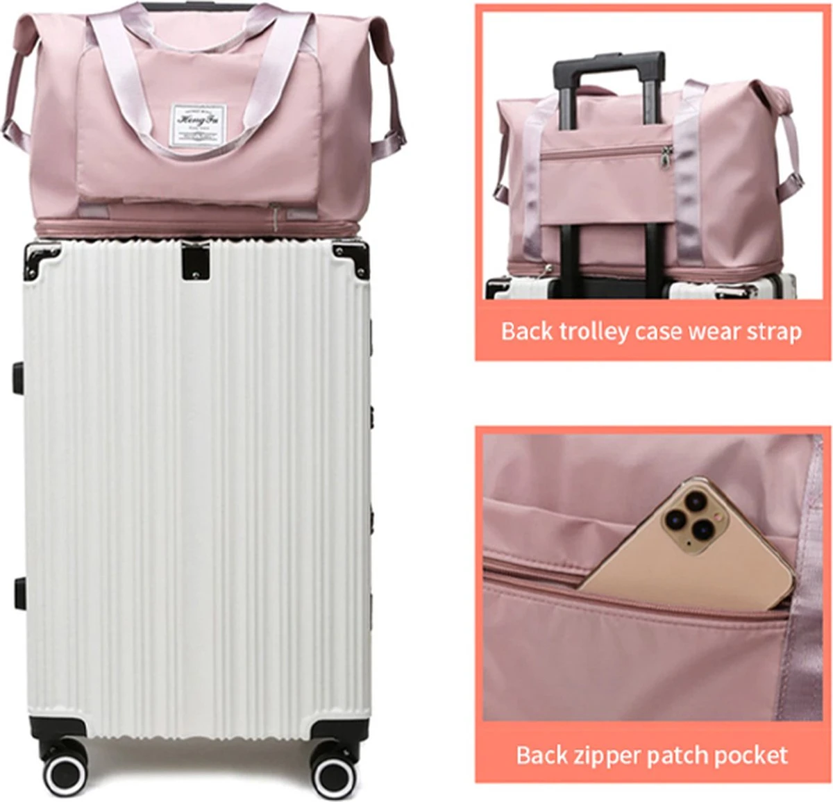 Merkloos Opvouwbare Handbagage Reistas – Opvouwbaar Tot 28 X 18 Cm – Roze 11 Merkloos Opvouwbare Handbagage Reistas – Opvouwbaar Tot 28 X 18 Cm – Roze - Afbeelding 11