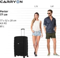 CarryOn Porter ® Reiskoffer - 77cm Trolley Met TSA-slot - 100 Ltr - OKOBAN Registratie - Zwart -Bagageopslag 1200x1158 3