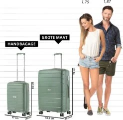 TravelZ Big Bars Kofferset - Trolleyset TSA 2-delig - Handbagage En Groot - Olijf -Bagageopslag 1200x1169 9