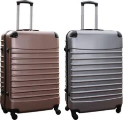 Travelerz Kofferset 2 Delige ABS Groot - Met Cijferslot - 95 Liter - Rose Goud - Zilver