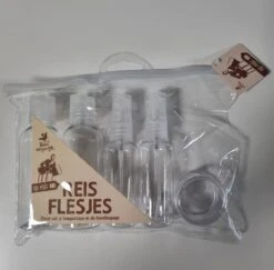 Merkloos Reisflesjes In Etui - 4 Stuks - Vloeistoffen Meenemen Met Reizen - Vliegen Vloeistof - Handig Voor Onderweg