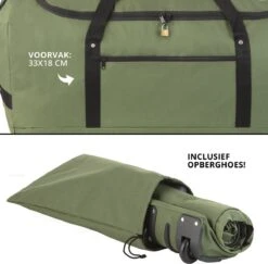 TravelZ Opvouwbare Wieltas | Reistas Op Wielen | 100 Liter | Verbeterd 2022 Model | Groen -Bagageopslag 1200x1181 2