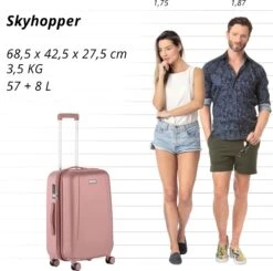 CarryOn Skyhopper Reiskoffer - 68.5cm TSA Trolley Met Expander En OKOBAN - Roze -Bagageopslag 1200x1192
