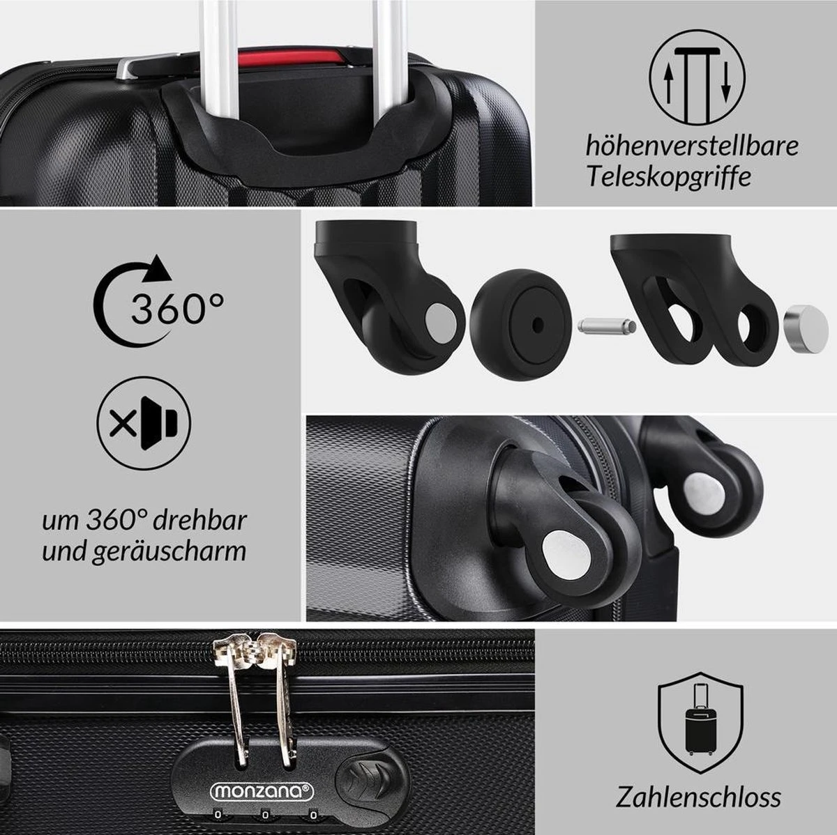 Monzana Koffer Hardcase - Basislijn / M - Zwart 3 Monzana Koffer Hardcase - Basislijn / M - Zwart - Afbeelding 3