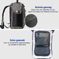 CabinMax Manhatten – Handbagage 20L – Rugzak – Schooltas - 40x20x25 Cm – Compact Reistas – Lichtgewicht – Grijs/Blauw -Bagageopslag 1200x1199 12