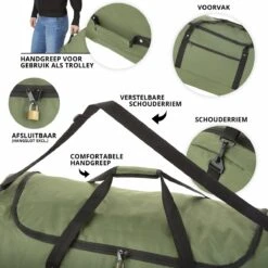 TravelZ Opvouwbare Wieltas | Reistas Op Wielen | 100 Liter | Verbeterd 2022 Model | Groen -Bagageopslag 1200x1200 1034