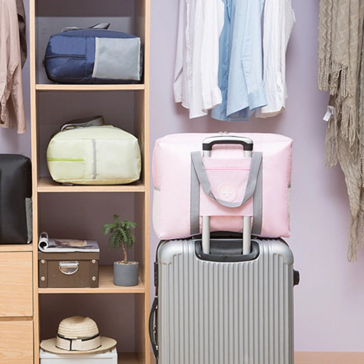 Merkloos TDR-Draagbare Opvouwbare Opbergtas -Handbagage Reistas-Weekendtas- Roze 5 Merkloos TDR-Draagbare Opvouwbare Opbergtas -Handbagage Reistas-Weekendtas- Roze - Afbeelding 5