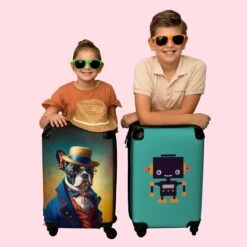 NoBoringSuitcases.com® Koffer - Hond - Kleding - Accessoires - Verf - Portret - Kinderen - Reiskoffer Met Wielen - Kinderkoffer - Fotokoffer - Past Binnen 55x40x20 Cm En 55x35x25 Cm - Trolley Handbagage Lichtgewicht -Bagageopslag 1200x1200 120