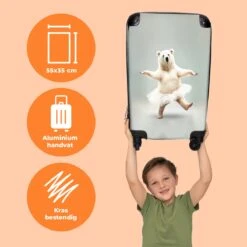 NoBoringSuitcases.com® Koffer - IJsbeer - Rok - Wit - Portret - Dieren - Trolley Op Wieltjes - Reiskoffer - Past Binnen 55x40x20 Cm En 55x35x25 Cm - Fotokoffer -Bagageopslag 1200x1200 148