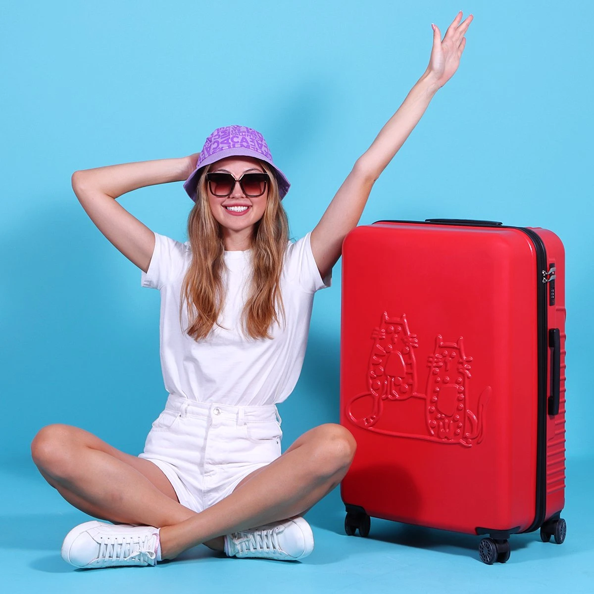 Biggdesign Cats Koffer Bagage - Ruimbagage Koffer - Rood - Medium 9 Biggdesign Cats Koffer Bagage - Ruimbagage Koffer - Rood - Medium - Afbeelding 9