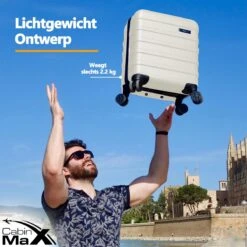 CabinMax Handbagage Koffer - Trolley 30L - Harde Reiskoffer - 45x36x20cm - Lichtgewicht - Groot Capaciteit - Wit -Bagageopslag 1200x1200 325