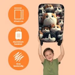 NoBoringSuitcases.com® Koffer Groot - Kat - Huisdieren - Poes - Bruin - Grijs - Trolley Koffer Met TSA-slot - Met Wielen - 90 Liter - Reiskoffer - 66 Cm -Bagageopslag 1200x1200 676