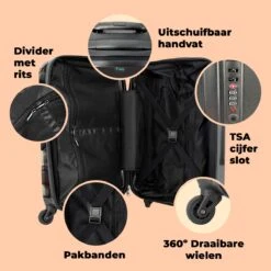 NoBoringSuitcases.com® Koffer Groot - Kat - Huisdieren - Poes - Bruin - Grijs - Trolley Koffer Met TSA-slot - Met Wielen - 90 Liter - Reiskoffer - 66 Cm -Bagageopslag 1200x1200 677