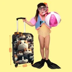 NoBoringSuitcases.com® Koffer Groot - Kat - Huisdieren - Poes - Bruin - Grijs - Trolley Koffer Met TSA-slot - Met Wielen - 90 Liter - Reiskoffer - 66 Cm -Bagageopslag 1200x1200 679