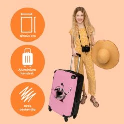 NoBoringSuitcases.com® Koffer Groot - Slak - Roze - Meisjes - Racen - Trolley Koffer Met TSA-slot - Met Wielen - 90 Liter - Reiskoffer - 66 Cm -Bagageopslag 1200x1200 683