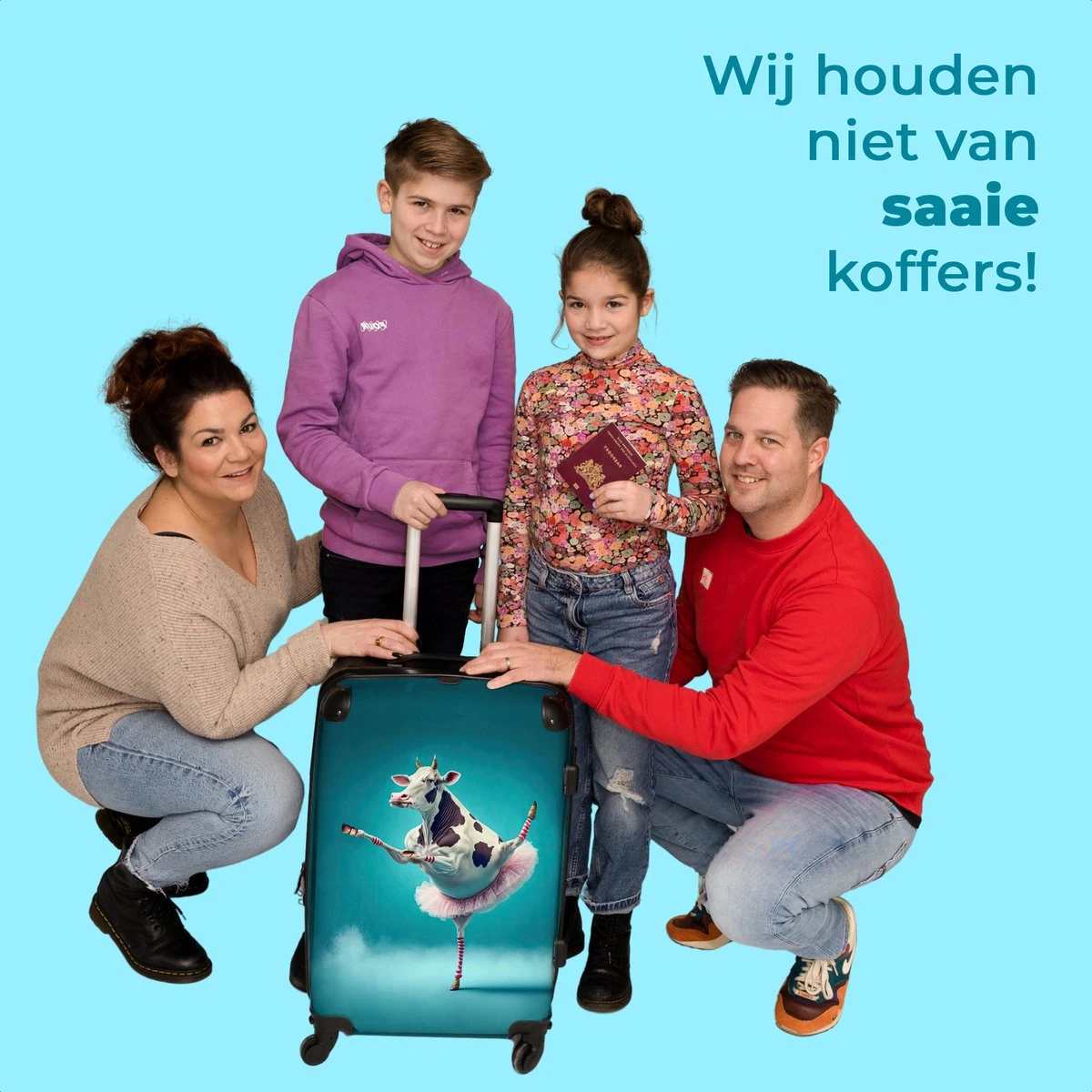NoBoringSuitcases.com® Koffer Groot - Koe - Ballet - Portret - Blauw - Dieren - Trolley Koffer Met TSA-slot - Met Wielen - 90 Liter - Reiskoffer - 66 Cm 5 NoBoringSuitcases.com® Koffer Groot - Koe - Ballet - Portret - Blauw - Dieren - Trolley Koffer Met TSA-slot - Met Wielen - 90 Liter - Reiskoffer - 66 Cm - Afbeelding 5