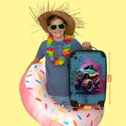 NoBoringSuitcases.com® Koffer Groot - Monstertruck - Verf - Graffiti - Roze - Neon - Trolley Koffer Met TSA-slot - Met Wielen - 90 Liter - Reiskoffer - 66 Cm -Bagageopslag 1200x1200 707