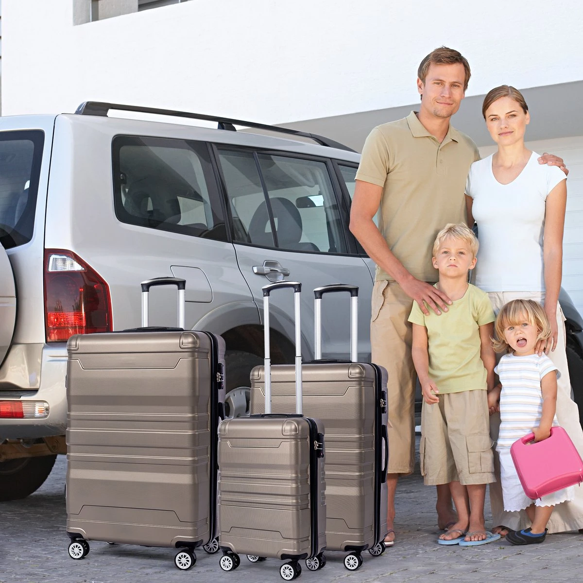 Merax 3-delig Kofferset Met TSA Slot - Trolleyset ABS 40L, 70L & 110 Liter - Goud 8 Merax 3-delig Kofferset Met TSA Slot - Trolleyset ABS 40L, 70L & 110 Liter - Goud - Afbeelding 8