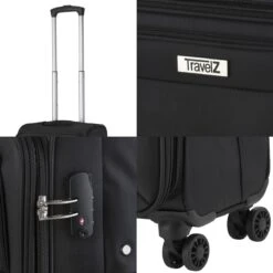 TravelZ Softspinner TSA Kofferset - 3-delige Zachte Trolleyset - Dubbele Wielen En Voorvakken Zwart -Bagageopslag 1200x1200 788