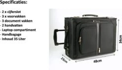 Zakelijke Handbagage Zwart - Laptopvak - Documentenvak - Businesstrolley - Pilotenkoffer - Laptop Trolley -Bagageopslag 1200x687 1
