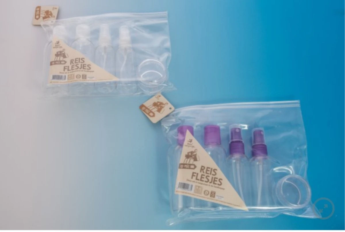 Merkloos Reisflesjes In Etui - 4 Stuks - Vloeistoffen Meenemen Met Reizen - Vliegen Vloeistof - Handig Voor Onderweg 4 Merkloos Reisflesjes In Etui - 4 Stuks - Vloeistoffen Meenemen Met Reizen - Vliegen Vloeistof - Handig Voor Onderweg - Afbeelding 4