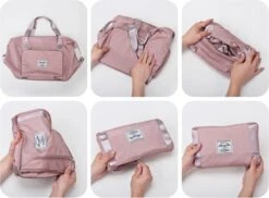 Merkloos Opvouwbare Handbagage Reistas – Opvouwbaar Tot 28 X 18 Cm – Blauw -Bagageopslag 1200x883 2