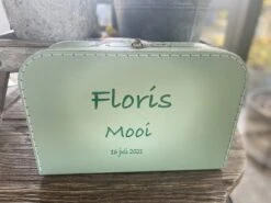 Merkloos Koffertje Karton Groen Maat L Met Eigen Opdruk - Met Naam -Bagageopslag 1200x899