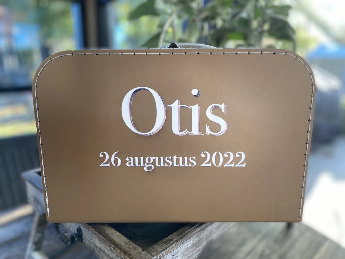 Merkloos Koffertje Karton Bruin Maat L Met Eigen Opdruk - Met Naam 2 Merkloos Koffertje Karton Bruin Maat L Met Eigen Opdruk - Met Naam - Afbeelding 2