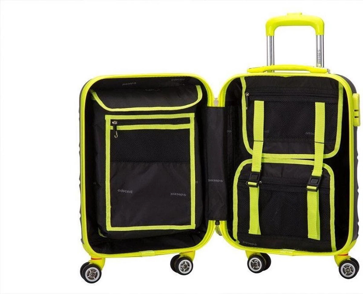 Decent Lumi Fix Handbagage Koffer - 55 Cm - Black/Lemon 2 Decent Lumi Fix Handbagage Koffer - 55 Cm - Black/Lemon - Afbeelding 2