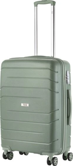 TravelZ Big Bars Reiskoffer 68 Cm Met Dubbele Wielen - Trolley Koffer Met TSA-slot - Olijf